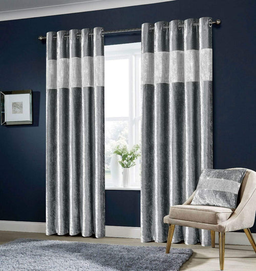 OLIVIA ROCCO Diamante Crushed Velvet Blackout Curtains Fully Lined Eyelet Ring Top