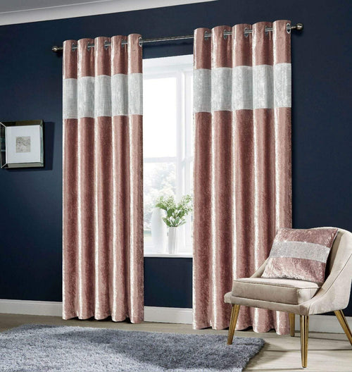 OLIVIA ROCCO Diamante Crushed Velvet Blackout Curtains Fully Lined Eyelet Ring Top