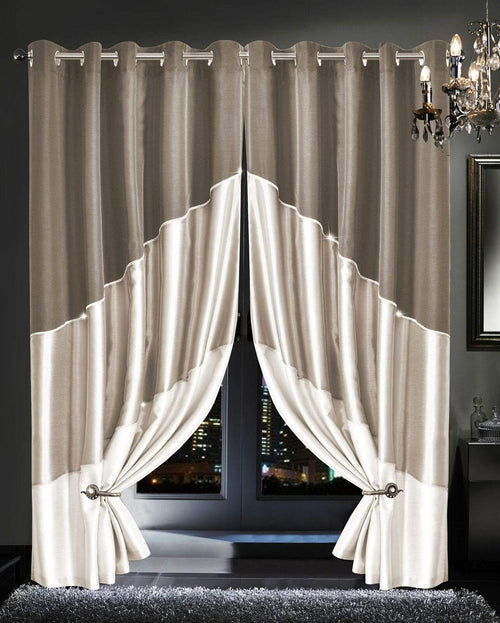 OLIVIA ROCCO Haveli Luxury Faux Silk Curtains Room Darkening Glitz Detailing Eyelet