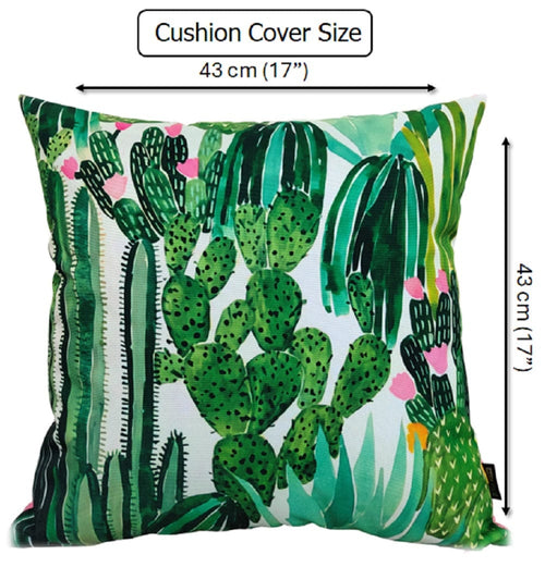 OLIVIA ROCCO Cactus Outdoor Waterproof Cushion Covers 43 x 43 cm Garden Patio for Sofa and Bedroom Styling