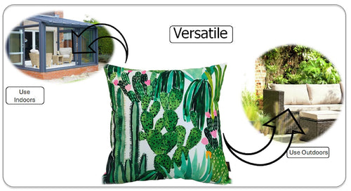 OLIVIA ROCCO Cactus Outdoor Waterproof Cushion Covers 43 x 43 cm Garden Patio for Sofa and Bedroom Styling
