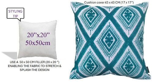 OLIVIA ROCCO Meze Teal Waterproof Cushion Covers 43 x 43 cm Reversible Breathable Indoor