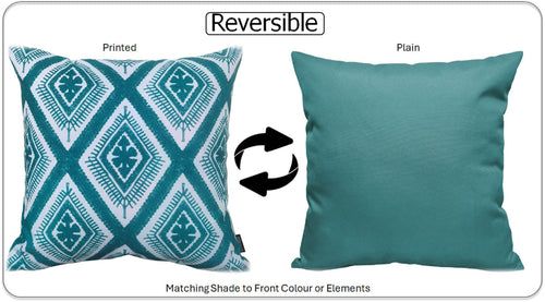 OLIVIA ROCCO Meze Teal Waterproof Cushion Covers 43 x 43 cm Reversible Breathable Indoor