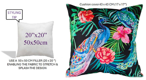 OLIVIA ROCCO Peacock Waterproof Cushion Covers 43 X 43 CM Reversible Breathable Bedroom Refresh Sofa Accent