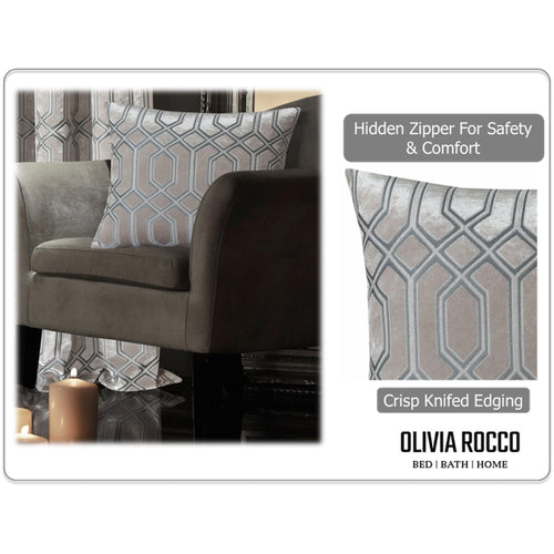 OLIVIA ROCCO Luxe Geo Velvet Cushion Covers 2 Pack Champagne Geometric Decorative
