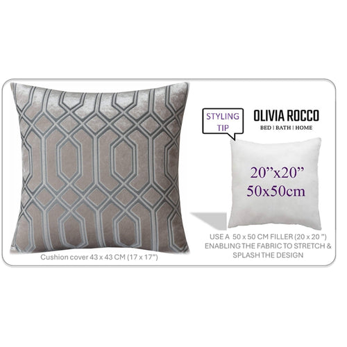 OLIVIA ROCCO Luxe Geo Velvet Cushion Covers 2 Pack Champagne Geometric Decorative