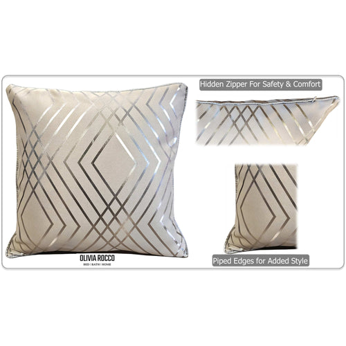 OLIVIA ROCCO Geo Sparkle Cushion Covers 2 Pack Natural For Sofa Bed Chair Lounge