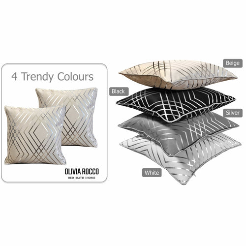 OLIVIA ROCCO Geo Sparkle Cushion Covers 2 Pack Natural For Sofa Bed Chair Lounge