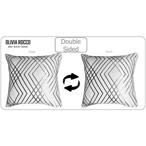 OLIVIA ROCCO Geo Sparkle Cushion Covers 2 Pack Geo White Decorative Pillow Cases For Sofa