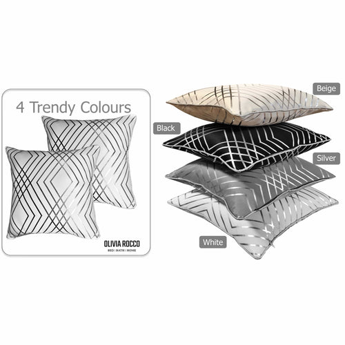 OLIVIA ROCCO Geo Sparkle Cushion Covers 2 Pack Geo White Decorative Pillow Cases For Sofa
