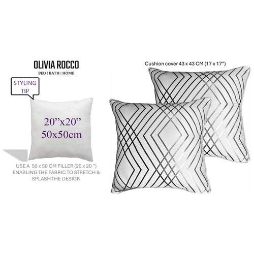 OLIVIA ROCCO Geo Sparkle Cushion Covers 2 Pack Geo White Decorative Pillow Cases For Sofa