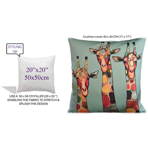OLIVIA ROCCO Giraffe Waterproof Cushion Covers 43x43 Cm Reversible Breathable Indoor