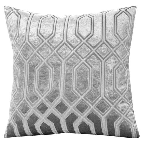 OLIVIA ROCCO Luxe Geo Velvet Cushion Covers 2 Pack Grey Geometric Textured Decorative