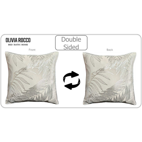 OLIVIA ROCCO Leaf Sparkle Cushion Covers 2 Pack Leaf Natural Modern Decorative Throw