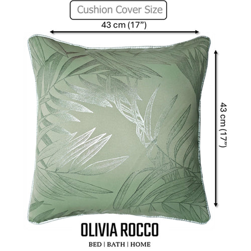 OLIVIA ROCCO Leaf Sparkle 2 Pack Cushion Covers Leaf Sage Green Modern Decorative Throw