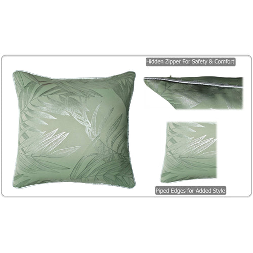 OLIVIA ROCCO Leaf Sparkle 2 Pack Cushion Covers Leaf Sage Green Modern Decorative Throw