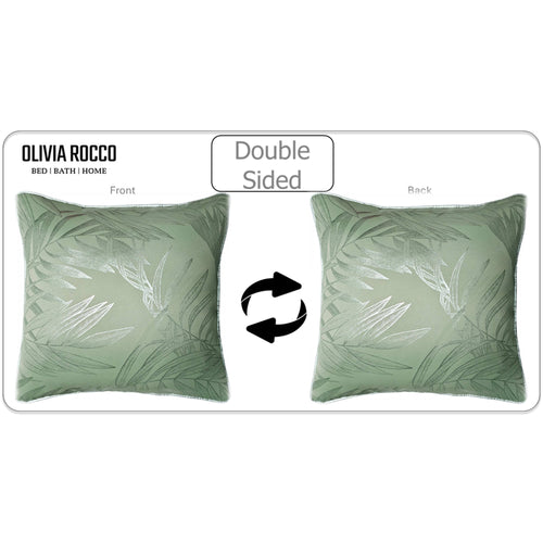 OLIVIA ROCCO Leaf Sparkle 2 Pack Cushion Covers Leaf Sage Green Modern Decorative Throw