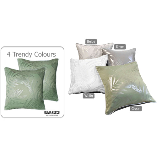 OLIVIA ROCCO Leaf Sparkle 2 Pack Cushion Covers Leaf Sage Green Modern Decorative Throw
