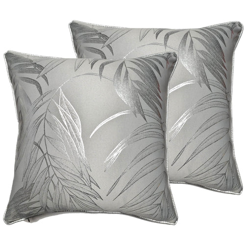 OLIVIA ROCCO Leaf Sparkle 2 Pack Cushion Covers Leaf Silver Modern Decorative Throw