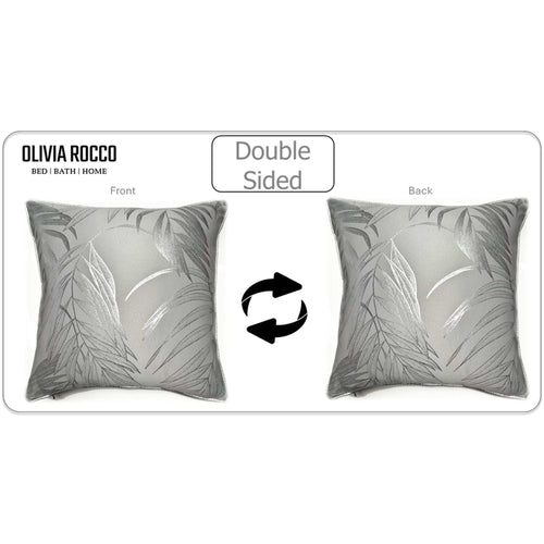 OLIVIA ROCCO Leaf Sparkle 2 Pack Cushion Covers Leaf Silver Modern Decorative Throw