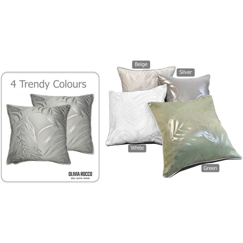 OLIVIA ROCCO Leaf Sparkle 2 Pack Cushion Covers Leaf Silver Modern Decorative Throw