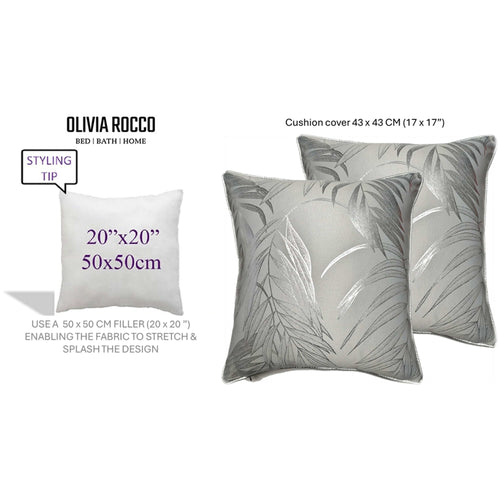 OLIVIA ROCCO Leaf Sparkle 2 Pack Cushion Covers Leaf Silver Modern Decorative Throw