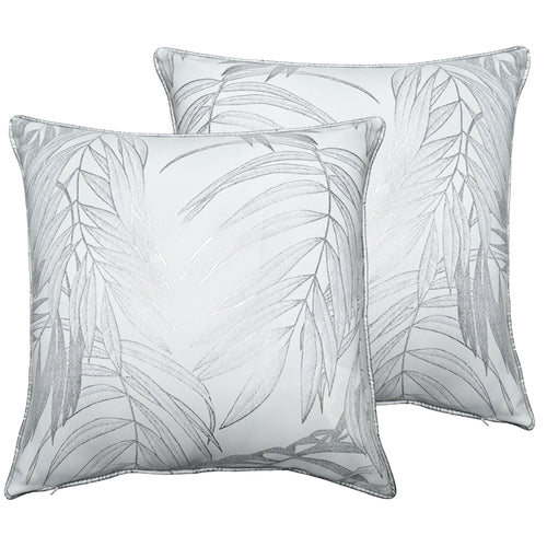 OLIVIA ROCCO Leaf Sparkle Set Of 2 Cushion Covers Leaf White Modern Decorative Throw