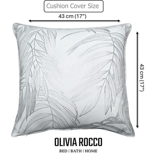 OLIVIA ROCCO Leaf Sparkle Set Of 2 Cushion Covers Leaf White Modern Decorative Throw