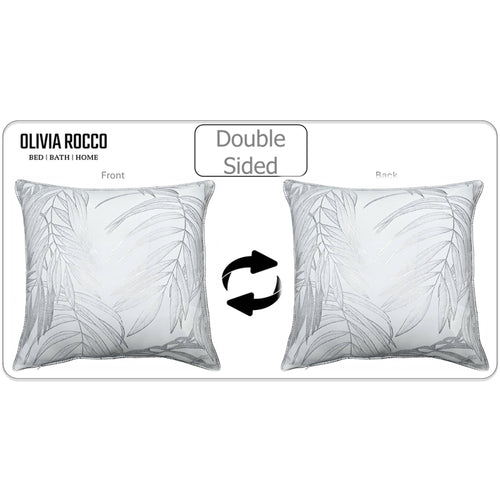 OLIVIA ROCCO Leaf Sparkle Set Of 2 Cushion Covers Leaf White Modern Decorative Throw
