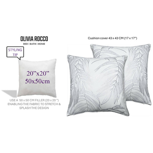 OLIVIA ROCCO Leaf Sparkle Set Of 2 Cushion Covers Leaf White Modern Decorative Throw