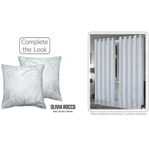OLIVIA ROCCO Leaf Sparkle Set Of 2 Cushion Covers Leaf White Modern Decorative Throw