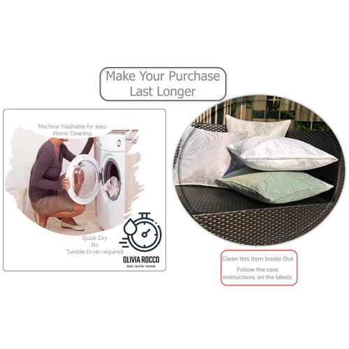 OLIVIA ROCCO Leaf Sparkle Set Of 2 Cushion Covers Leaf White Modern Decorative Throw