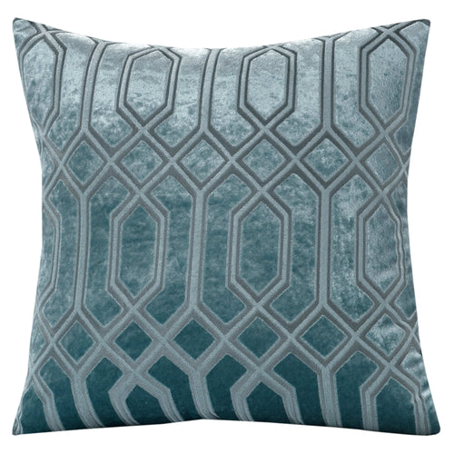 OLIVIA ROCCO Luxe Geo Velvet Cushion Covers 2 Pack Teal 43x43 cm Geometric Decorative
