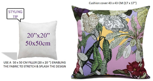OLIVIA ROCCO Cushion Covers Dhalia Lilac Waterproof 43x43cm Reversible Breathable Indoor