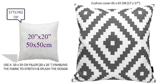 OLIVIA ROCCO Nairobi Charcoal Waterproof Cushion Covers 43 x 43 Cm Reversible Breathable