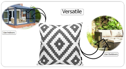OLIVIA ROCCO Nairobi Charcoal Waterproof Cushion Covers 43 x 43 Cm Reversible Breathable