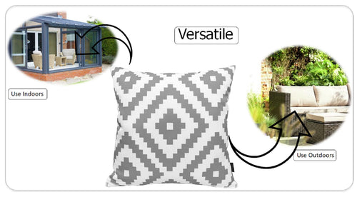 OLIVIA ROCCO Nairobi Silver Waterproof Cushion Covers 43 x 43 cm Reversible Indoor
