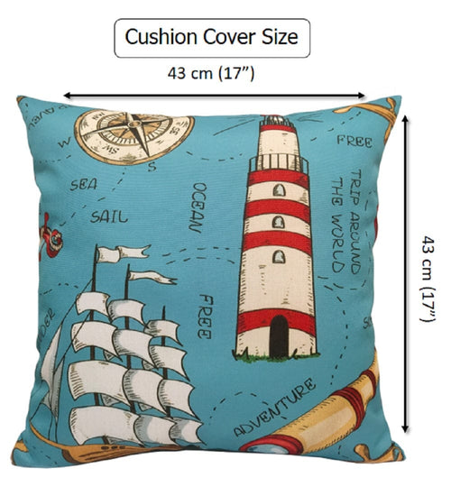 OLIVIA ROCCO Water Resistant 17 X 17 Inches Patio Garden Cushion Covers Seaside Coastal
