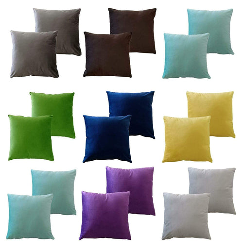 OLIVIA ROCCO Pack Of 2 Ultra-Soft Matte Velvet Cushion Covers 17x17 Inch Charcoal Silver Bedroom Refresh Sofa Accent