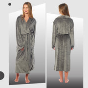 OLIVIA ROCCO Womens Stripe Jacquard Soft Warm Long Dressing Gown With Belt Pockets Shawl
