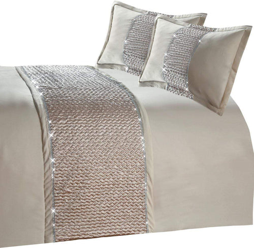 OLIVIA ROCCO Zenia Duvet Cover Set With Quilted Trim And Diamante Detailing For Luxurious