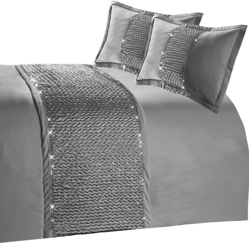 OLIVIA ROCCO Zenia Duvet Cover Set With Quilted Trim And Diamante Detailing For Luxurious