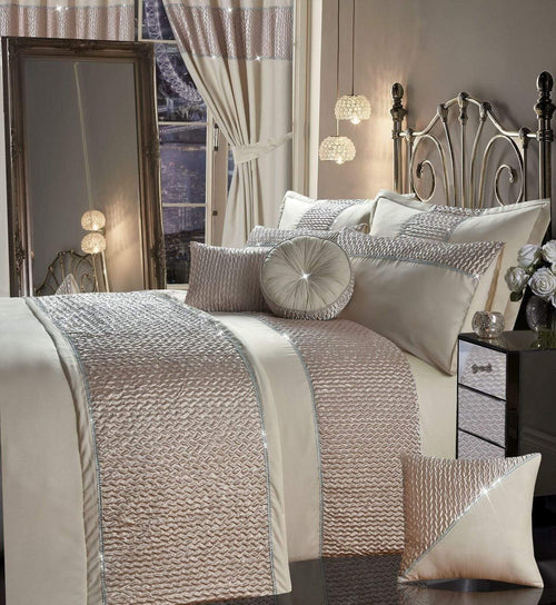 OLIVIA ROCCO Zenia Duvet Cover Set With Quilted Trim And Diamante Detailing For Luxurious
