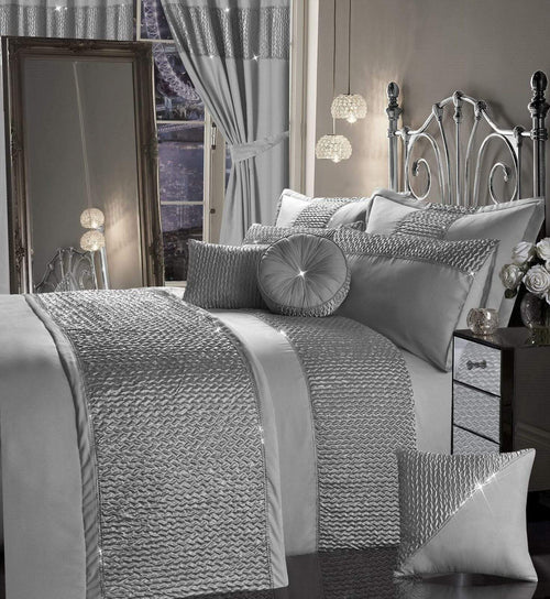 OLIVIA ROCCO Zenia Duvet Cover Set With Quilted Trim And Diamante Detailing For Luxurious