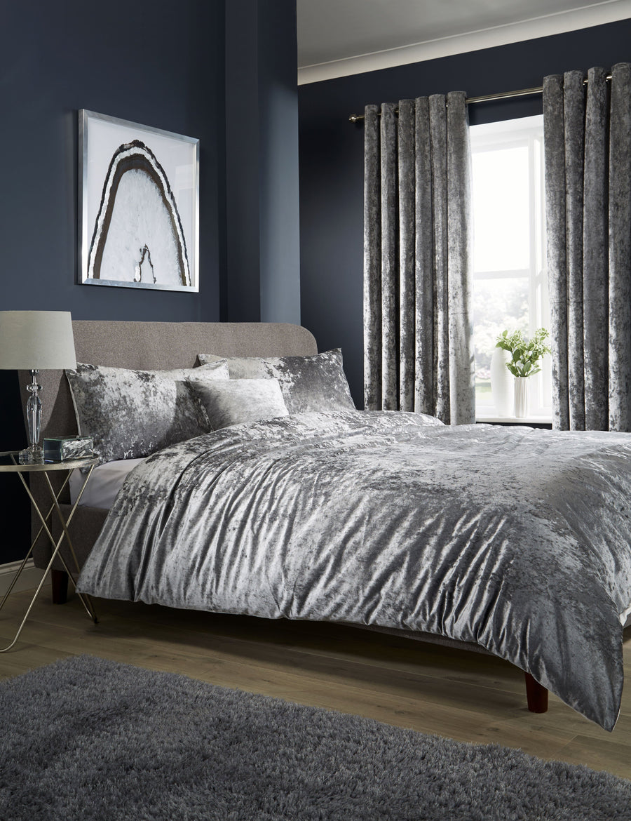 OLIVIA ROCCO Crushed Velvet Duvet Cover Set With Pillowcases Double King Super King