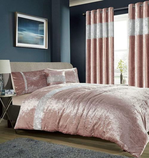OLIVIA ROCCO Diamante Crushed Velvet Duvet Set Breathable OEKO-TEX Certified Bedding
