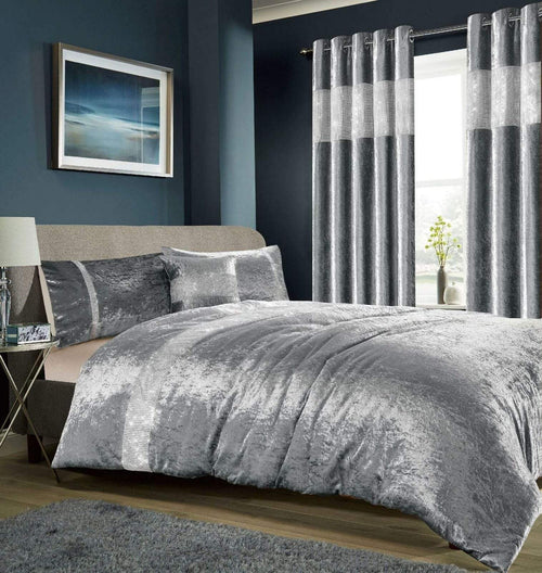 OLIVIA ROCCO Diamante Crushed Velvet Duvet Set Breathable OEKO-TEX Certified Bedding