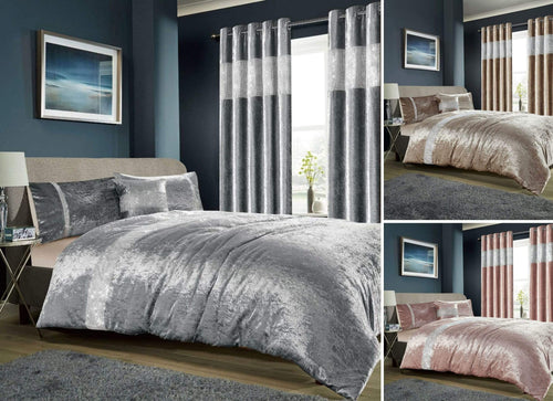 OLIVIA ROCCO Diamante Crushed Velvet Duvet Set Breathable OEKO-TEX Certified Bedding
