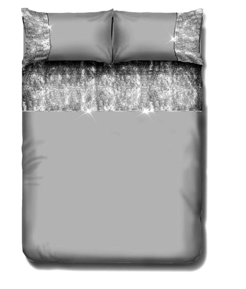 OLIVIA ROCCO Valentina Duvet Set With Crushed Velvet Trim And Diamante Detailing
