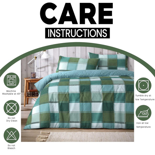 OLIVIA ROCCO Glencoe Check Duvet Cover Set Reversible Polycotton With Pillowcases